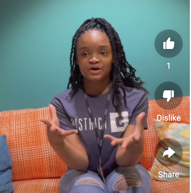 Student explaining her Teamship experience